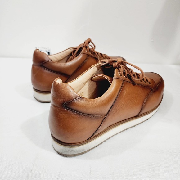 Anthony Veer Barack Court Calfskin Leather Lace-up Sneaker in Tan Men's Size 13D - Picture 4 of 16